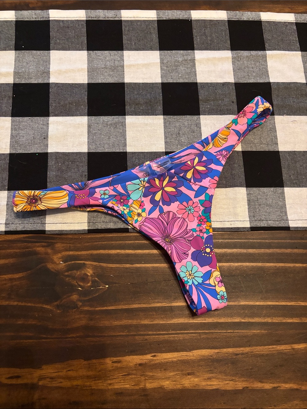 Beach bunny Brazilian bikini bottoms small pink flowers